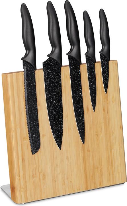 Relaxdays Magnetic Knife Block, Bamboo Knives Holder