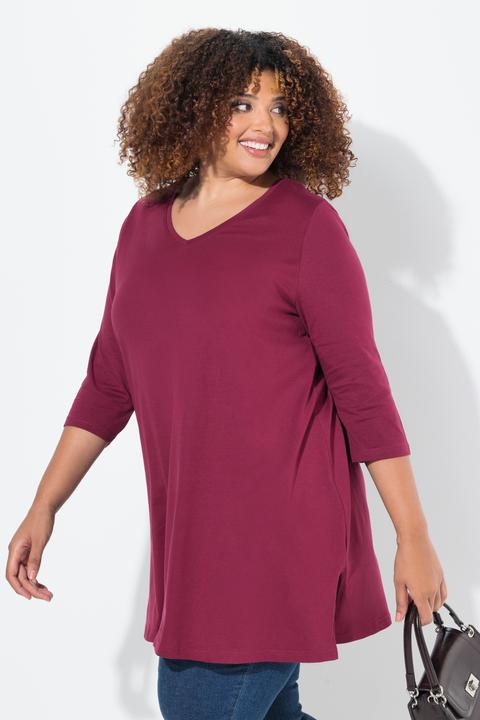 Immagine prodotto Ulla Popken Maglia lunga con scollo a V, maniche a 3/4 e taglio svasato (62)