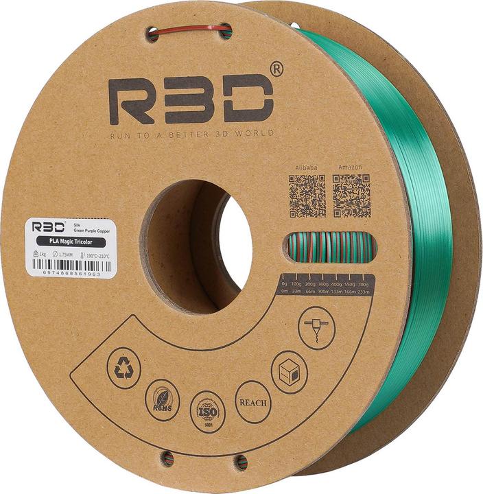 Produktbild R3D eSilk Mystic-PLA Grün-Purple-Kupfer Filament 1.75mm 1Kg (PLA, 1.75 mm, 1000 g)