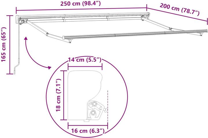 Actual product image vidaXL Einziehbare Markise (2.50 m)