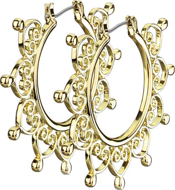Produktbild Star Piercing Ohrring vergoldet filigrane Herzen (Messing, Chirurgenstahl 316L)