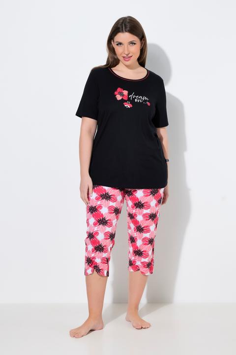 Produktbild Ulla Popken Pyjama, Blüten, Rundhalsausschnitt, Halbarm (60)