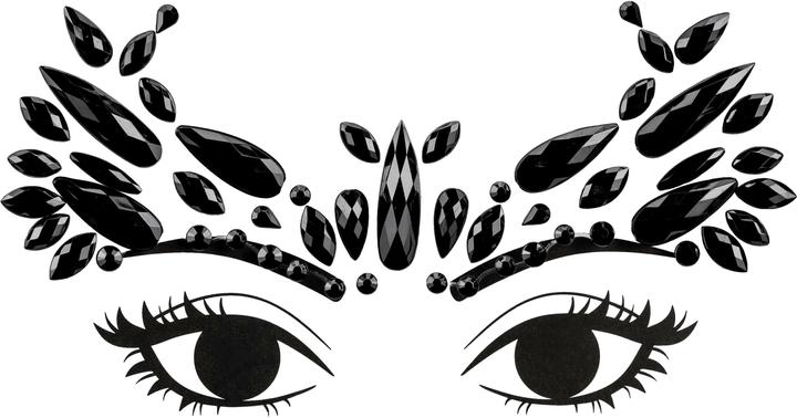 Image du produit Partydeco Bijoux de visage cristaux noir, 14.5 x 5.5 cm