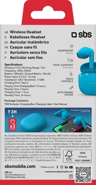 Actual product image SBS TWS semi-ear in-ear headphones (3 h, Wireless)