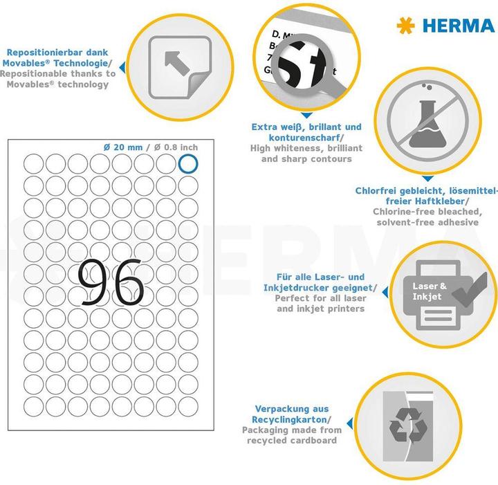 Produktbild HERMA Ablösbare Etiketten A4