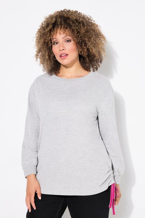 Produktbild Ulla Popken Sweatshirt, seitliche Raffbänder, Rundhals, Langarm (58)