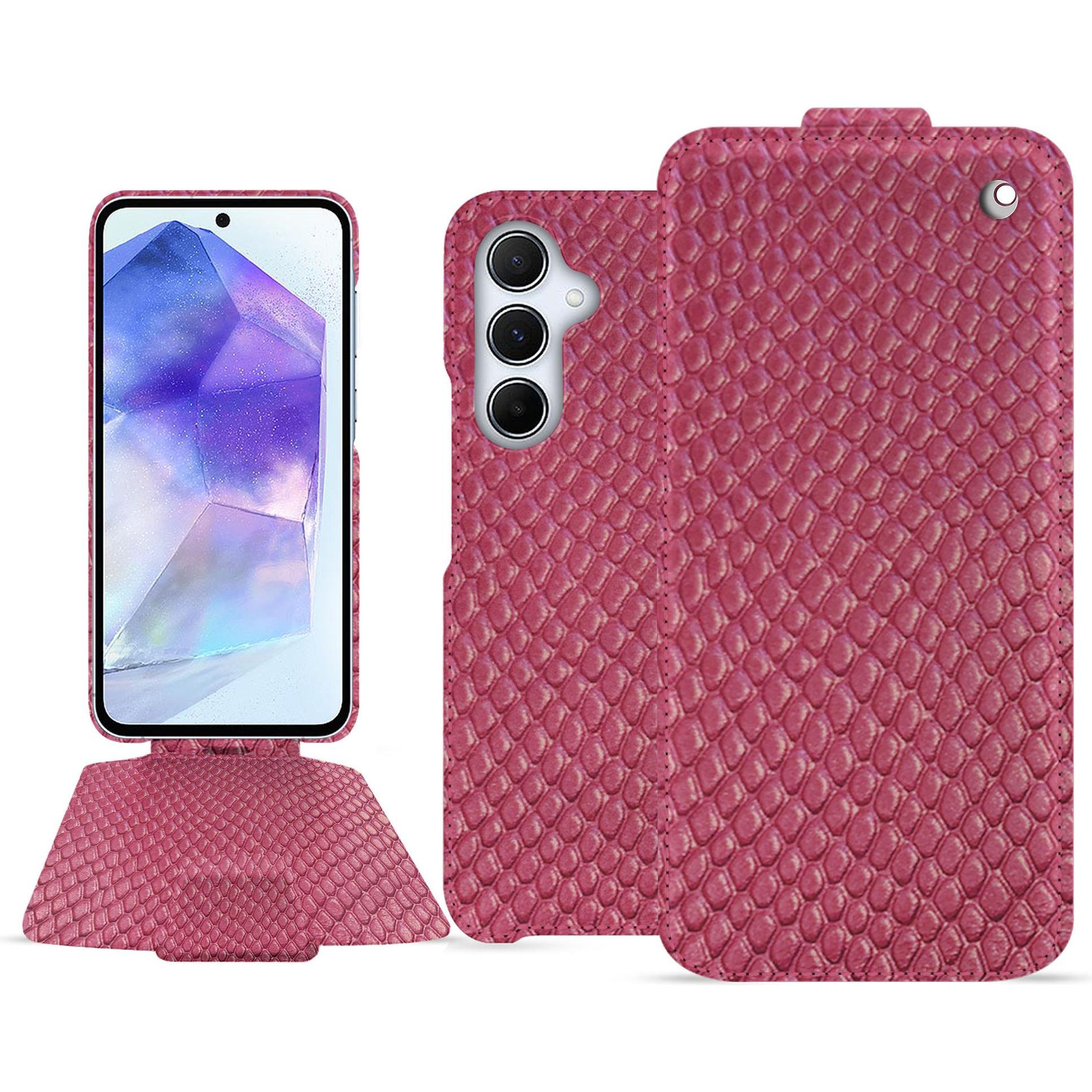 Noreve Lederschutzhülle vertikal (Samsung Galaxy A55), Smartphone Hülle, Rosa