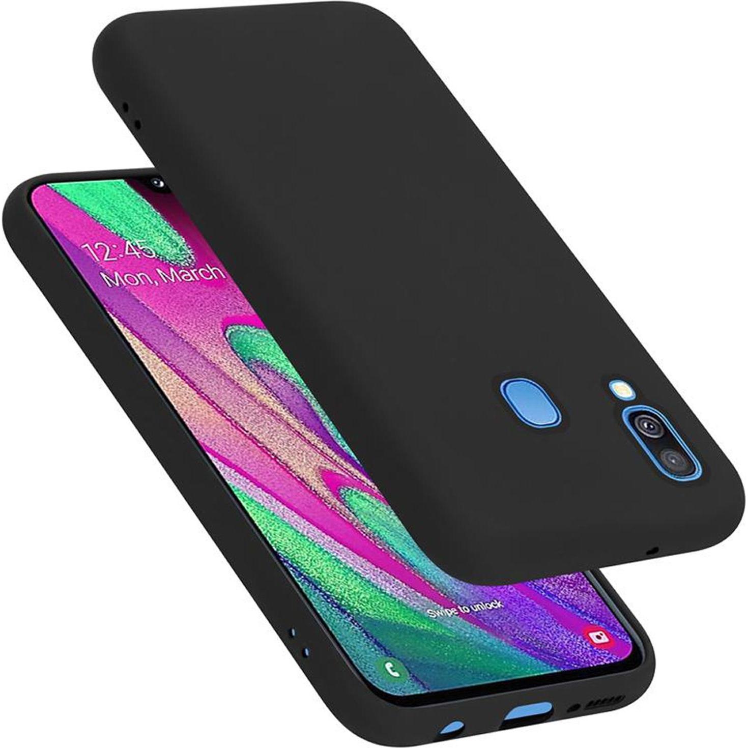 Cadorabo TPU Liquid Silicone Case Cover (Samsung Galaxy A40), Smartphone Hülle, Schwarz