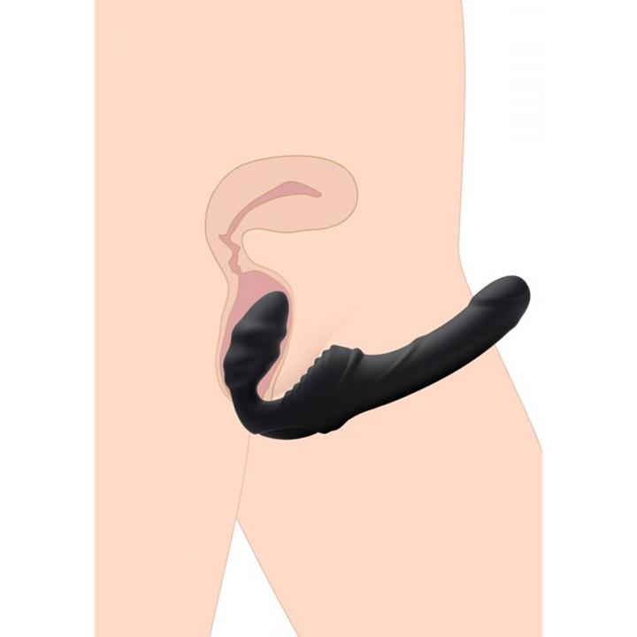 Productafbeelding XR Brands Slim Rider Ribbed Vibrating Strapless Strap-on