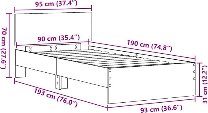 Actual product image vidaXL Bedstead (90 x 190 cm)