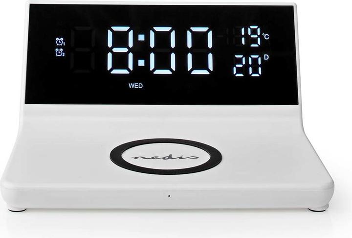 Produktbild Nedis Wecker Kabelloses Ladegreät Qi Zertifiziert 5/7.5/10 / 15 W USB-A Stecker 2 Alarmzeiten Snooze