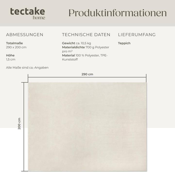 Produktbild tectake Kurzflorteppich Soft Zone (200 x 290 cm)