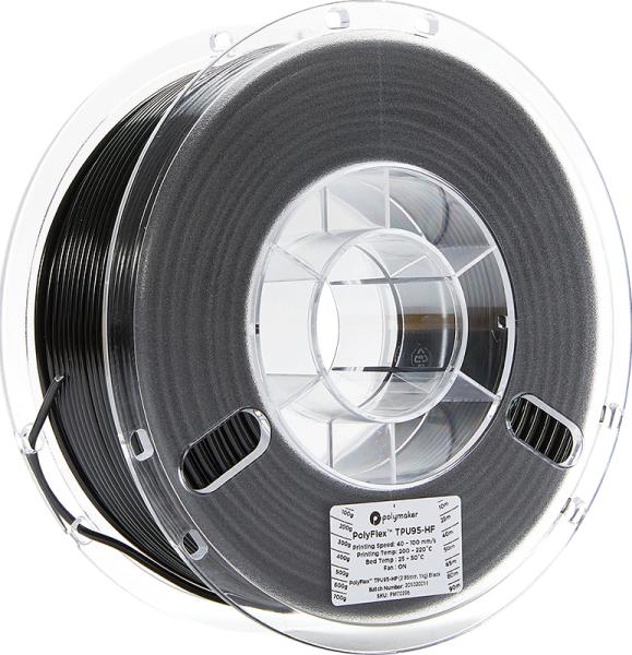 Produktbild Polymaker PolyFlex TPU95-HF - Black - 2.85mm (TPU, 2.85 mm, 1000 g)