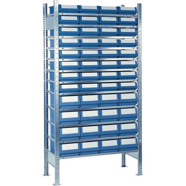 Quality, Kellerregal, Steckregal H2000xB1000xT500mm Anbauregal 12 Stahlböden 32 x 8, 16 x 9