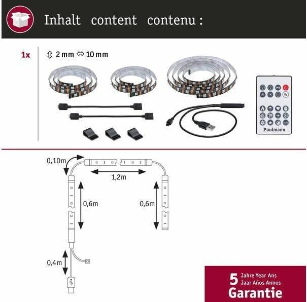 Immagine prodotto Paulmann Striscia TV USB EntertainLED (Multicolore, 240 cm, Interno)