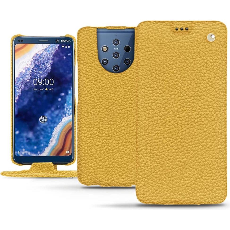 Noreve Lederschutzhülle vertikal (Nokia 9 PureView), Smartphone Hülle, Orange