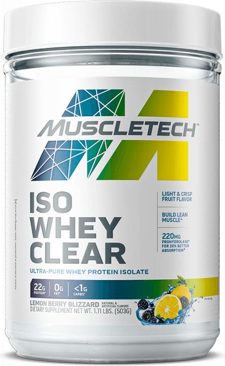 Produktbild Muscle Tech Iso Whey Clear (1.1lbs) Lemon Berry Blizzard (503 g)