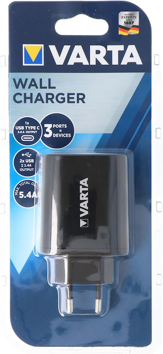 Immagine prodotto Varta Caricabatterie da muro 27W 2 x USB 2,4A + USB tipo C 3,0A (27 W)
