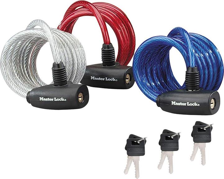 Productafbeelding Master Lock Spiraalkabelslot set 3-delig (180 cm)