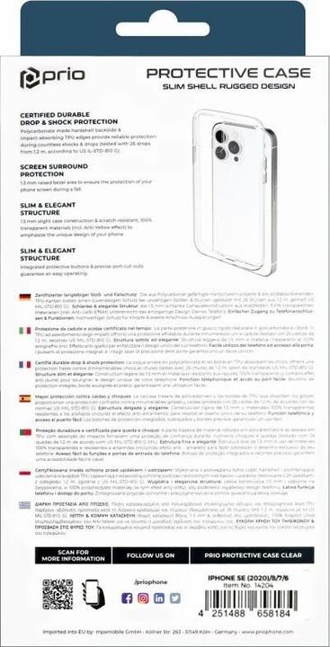 Produktbild prio Protective Case for iPhone SE (2022/2020)/8/7/6 clear (Apple iPhone 6, Apple iPhone 7, Apple iPhone 8, Apple iPhone SE)