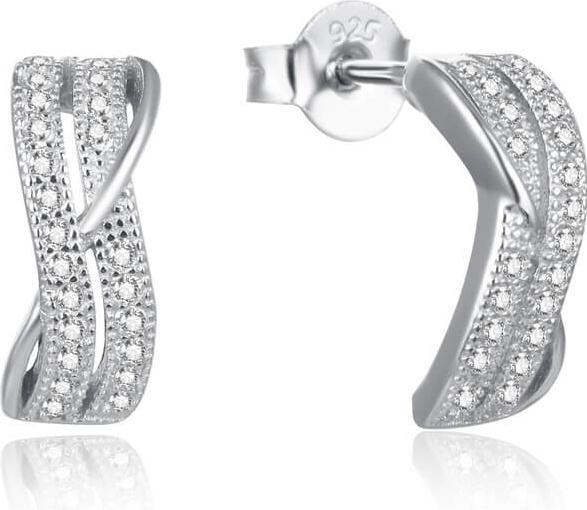 Produktbild Beneto Modern silver earrings with clear zircons AGUP2261 (L)