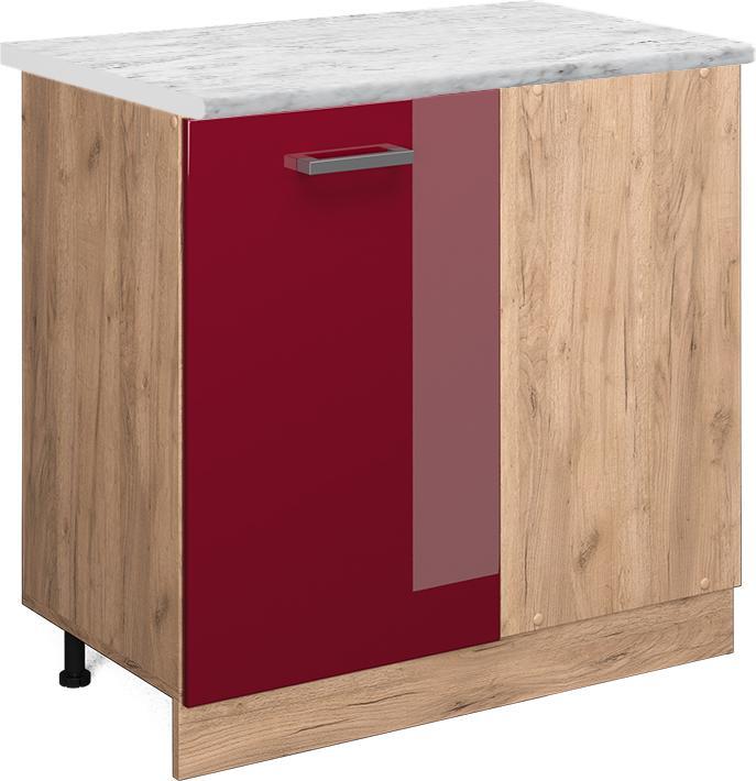 Bordeaux Hochglanz, Goldkraft Eiche, Marble-Weiss, Rot Hochglanz