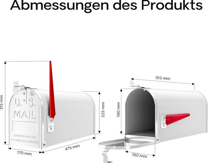 Actual product image Wiltec US Mailbox American Design Letterbox Postbox Letter Mail Post Box