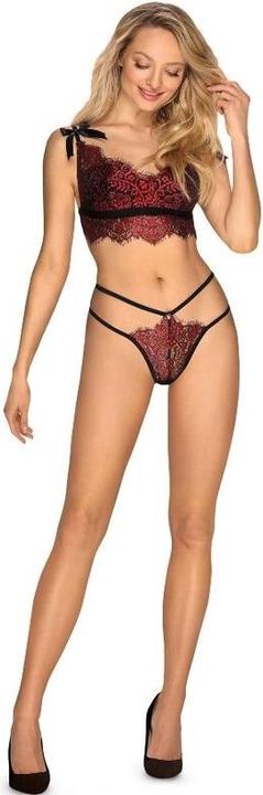 Actual product image Obsessive Redessia 2-piece Lace Bra Set - Red/Black (XL)