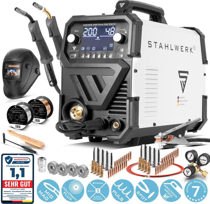 Produktbild Stahlwerk Schweissgerät MIG MAG 200 Spot Puls Pro Digital Vollausstattung 200 A