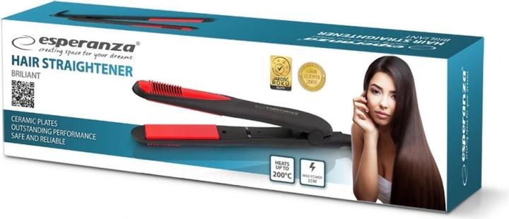 Produktbild Esperanza EBP004 - Glätteisen - 200 °C - Schwarz - Rot - 35 W - AC - 230 V (Glätteisen)