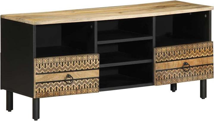 Produktbild VidaXL TV Schrank Lowboard Fernsehschrank Fernsehtisch Schwarz Raues Mangoholz (100 x 33.5 x 46 cm)
