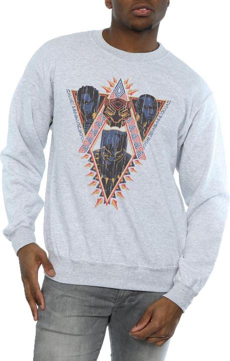 Actual product image Mens Black Panther Tribal Heads Cotton Sweatshirt (XXL)