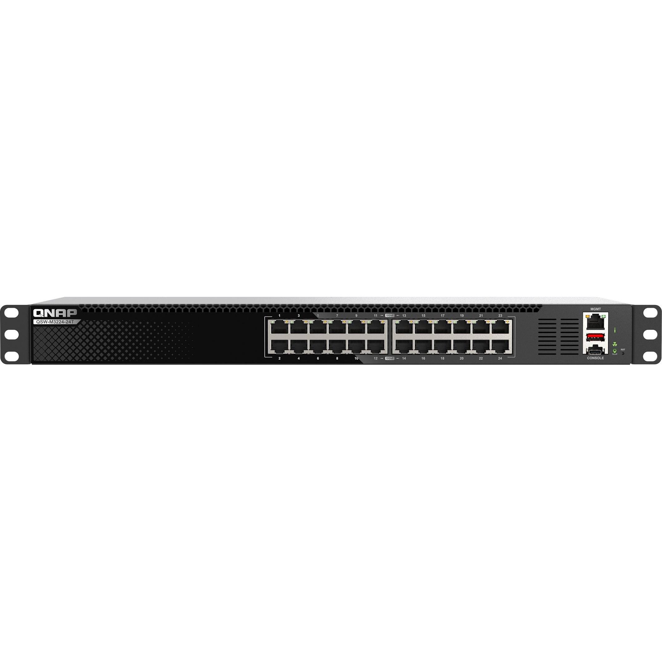 QNAP QSW-M3224-24T (24 Ports), Netzwerk Switch, Silber, Schwarz