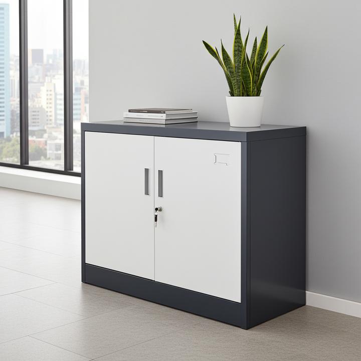 Produktbild Jet-Line Aktenschrank SARATOW dunkelgrau weiss (90 x 40 x 68 cm)