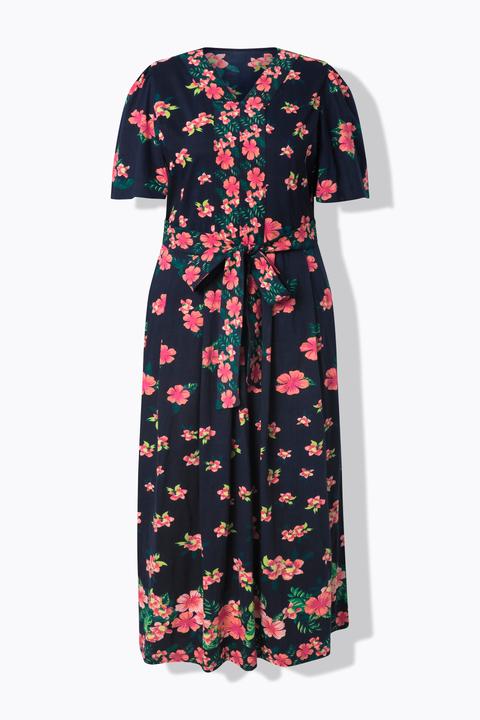 Produktbild Ulla Popken Maxikleid, Blüten, V-Ausschnitt, Halbarm (50, 52)