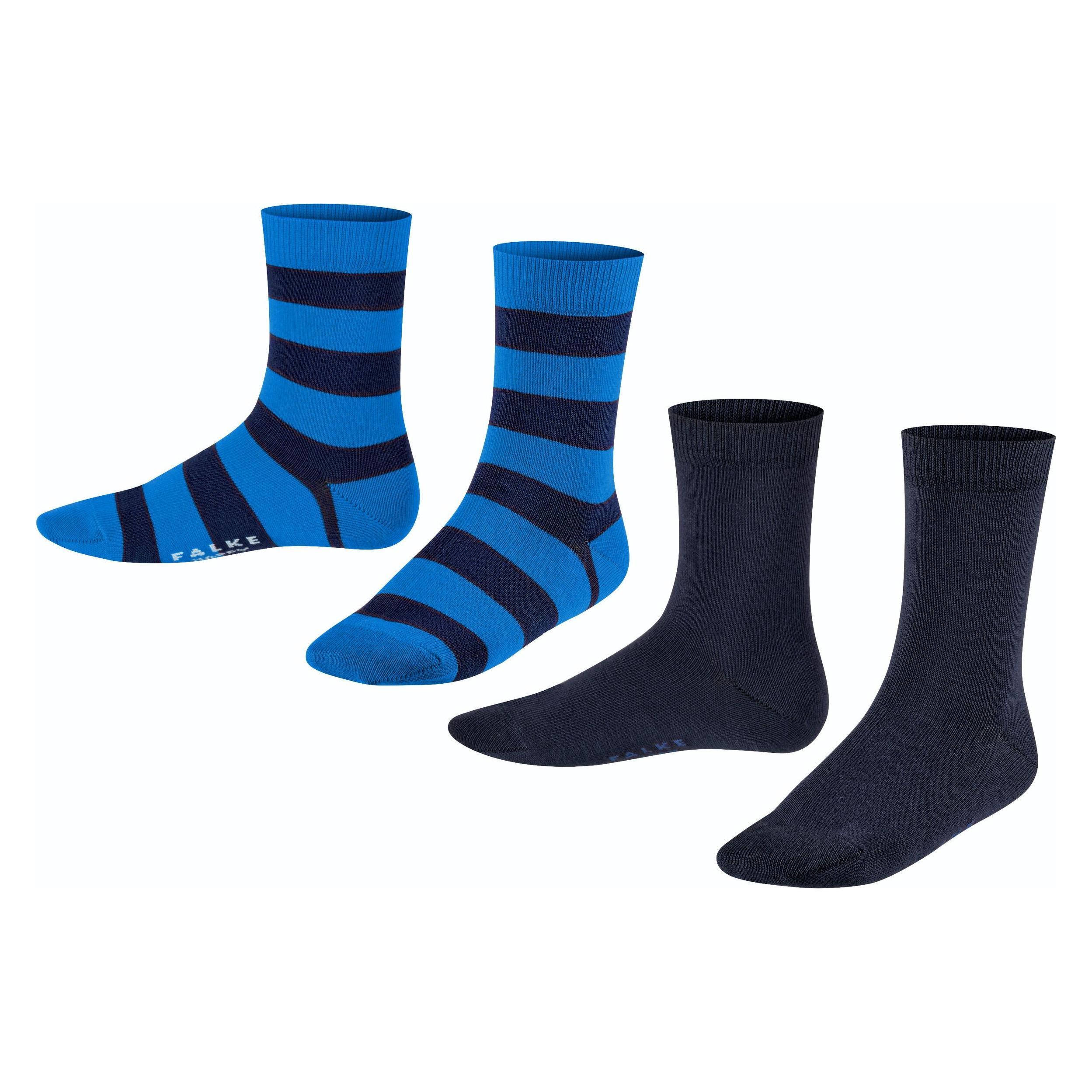 Falke, Unisex, Socken, Happy Stripe 2SO, Schwarz, (2er Pack, 39 - 42)