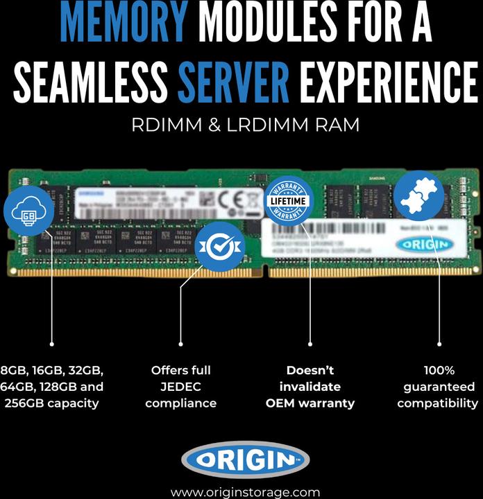 Actual product image Origin Storage OM8G31600R1RX4E135 Memory module GB DDR3 ECC (1 x 8GB, 1600 MHz, DDR3-RAM, DIMM)