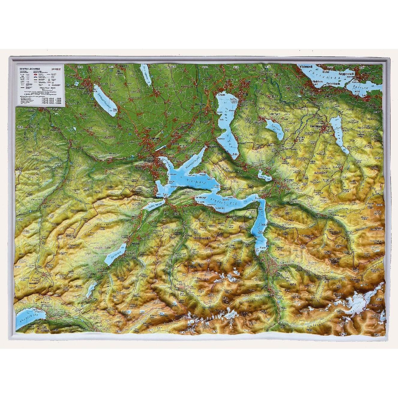Markgraf:Zentralschweiz, Reliefkarte kl, Landkarte