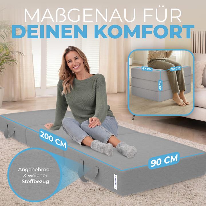 Produktbild Bestschlaf Klappmatratze, 3-teilige Faltmatratze, Reisebett, Gästematratze (90 x 200 cm, Schaumstoffkern)