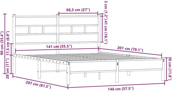 Image du produit vidaXL Bettgestell (140 x 200 cm)