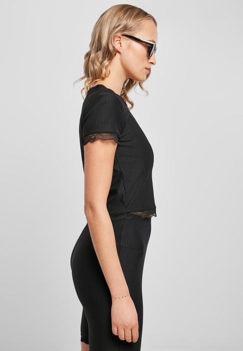 Produktbild Urban Classics Ladies Cropped Lace Hem Tee (XXL)
