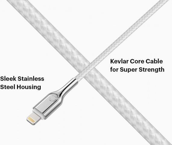 Productafbeelding Cygnett Gepantserde Lightning naar USB-A kabel 2M -Wh (2 m, USB 3.0, 12 W)