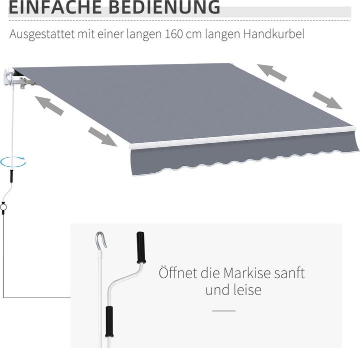 Actual product image Swisshandel24 Awning Aluminium awning Articulated arm awning Awning 4m Sun protection balcony Grey (4 m)