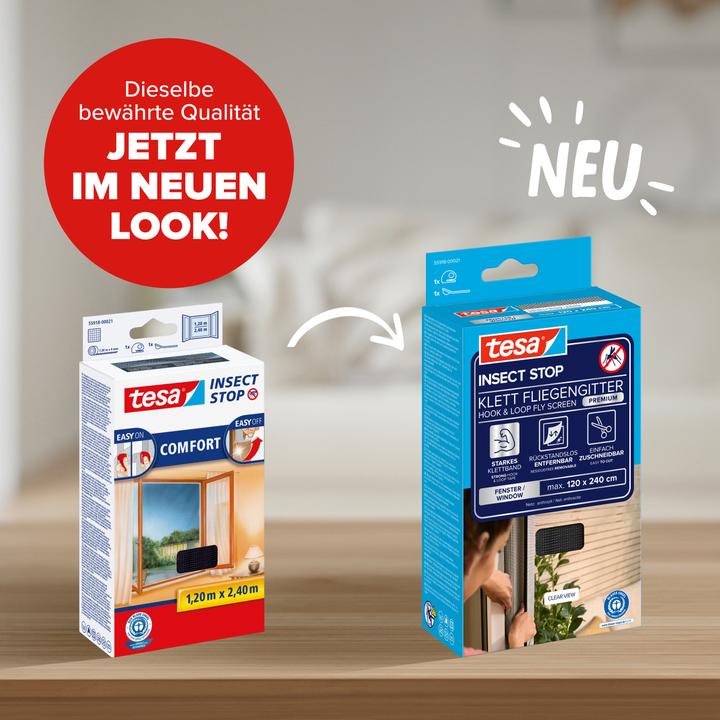 Actual product image tesa Insect screen COMFORT for windows, with Velcro tape, self-adhesive, without drilling (120 x 240 cm)