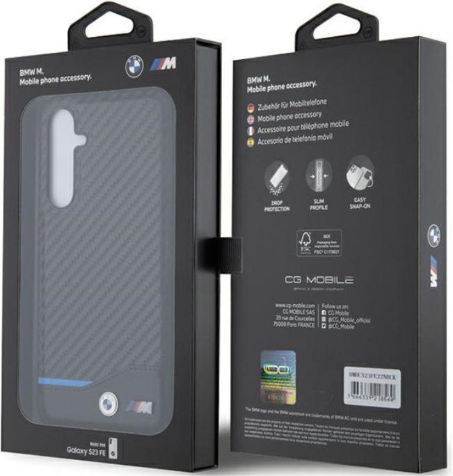 Image du produit BMW BMHCS23FE22NBCK S23 FE S711 czarny/black Leather Carbon (Samsung Galaxy S23 FE)