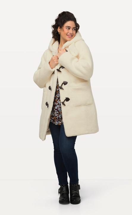 Produktbild Ulla Popken Teddy-Dufflecoat, Kapuze, Knelbelknöpfe, kuschelweich (50, 52)