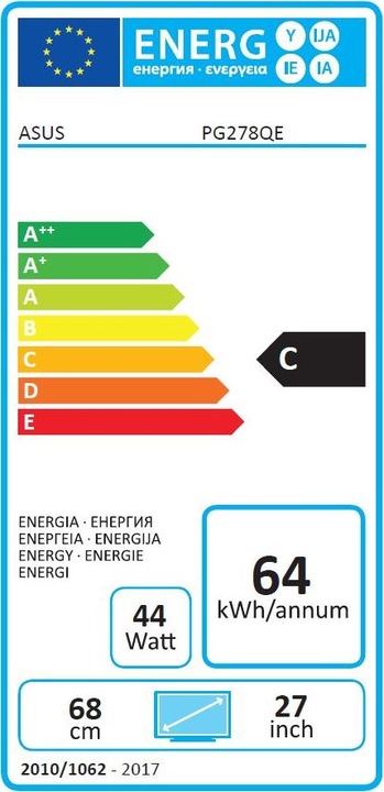 Energie-Label ASUS ROG Swift PG278QE (2560 x 1440 Pixel, 27")