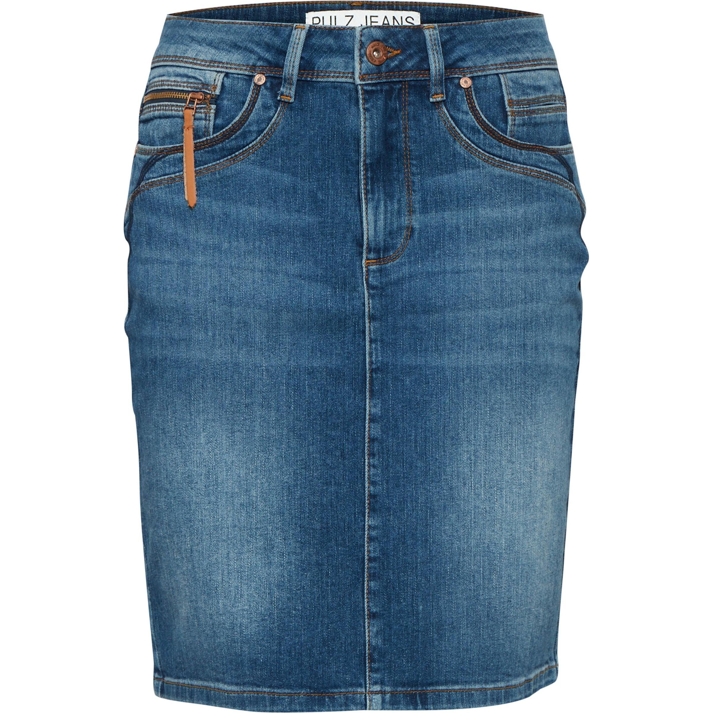 Pulz Jeans, Damen, Röcke, PZKAROLINA HW Skirt 50207699, Blau, (42)