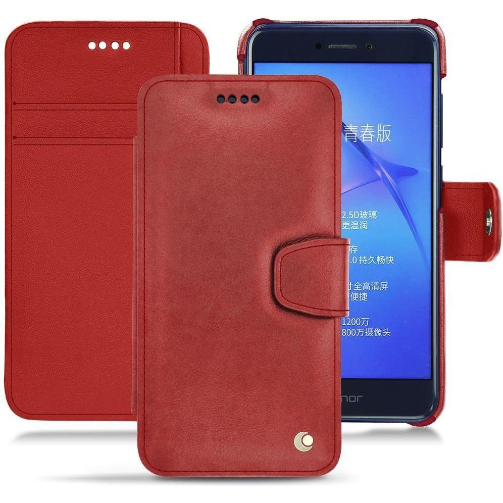 Noreve Lederschutzhülle Wallet (Huawei P8 Lite (2017)), Smartphone Hülle, Rot