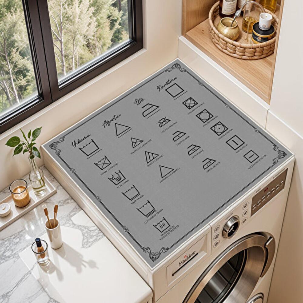 Miqna Wasserdichte Waschmaschinenmatte Deluxe, Rutschfest, Grau – Erfrischende Wäsche, Accessori per asciugatrici